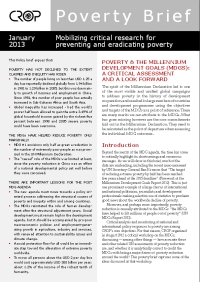 Poverty & the MDGs - A critical assessment and a look forward